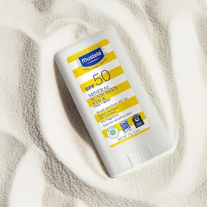 Mustela Baby Mineral Sunscreen Stick SPF 50 – Broad Spectrum, Fragrance-Free, Water Resistant – 0.6 oz Avelisse