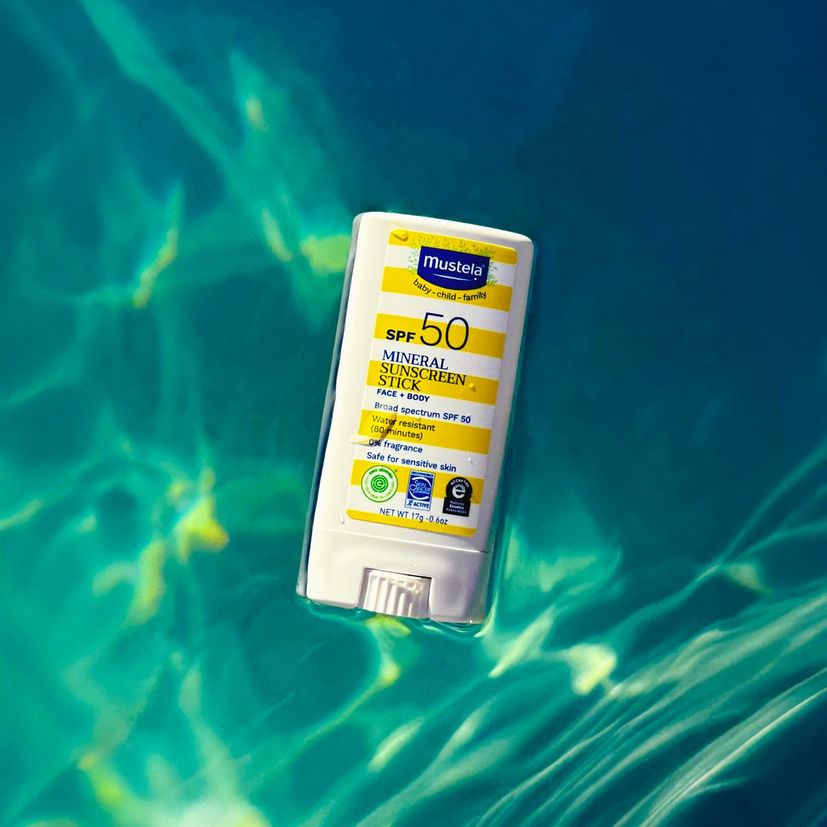Mustela Baby Mineral Sunscreen Stick SPF 50 – Broad Spectrum, Fragrance-Free, Water Resistant – 0.6 oz Avelisse