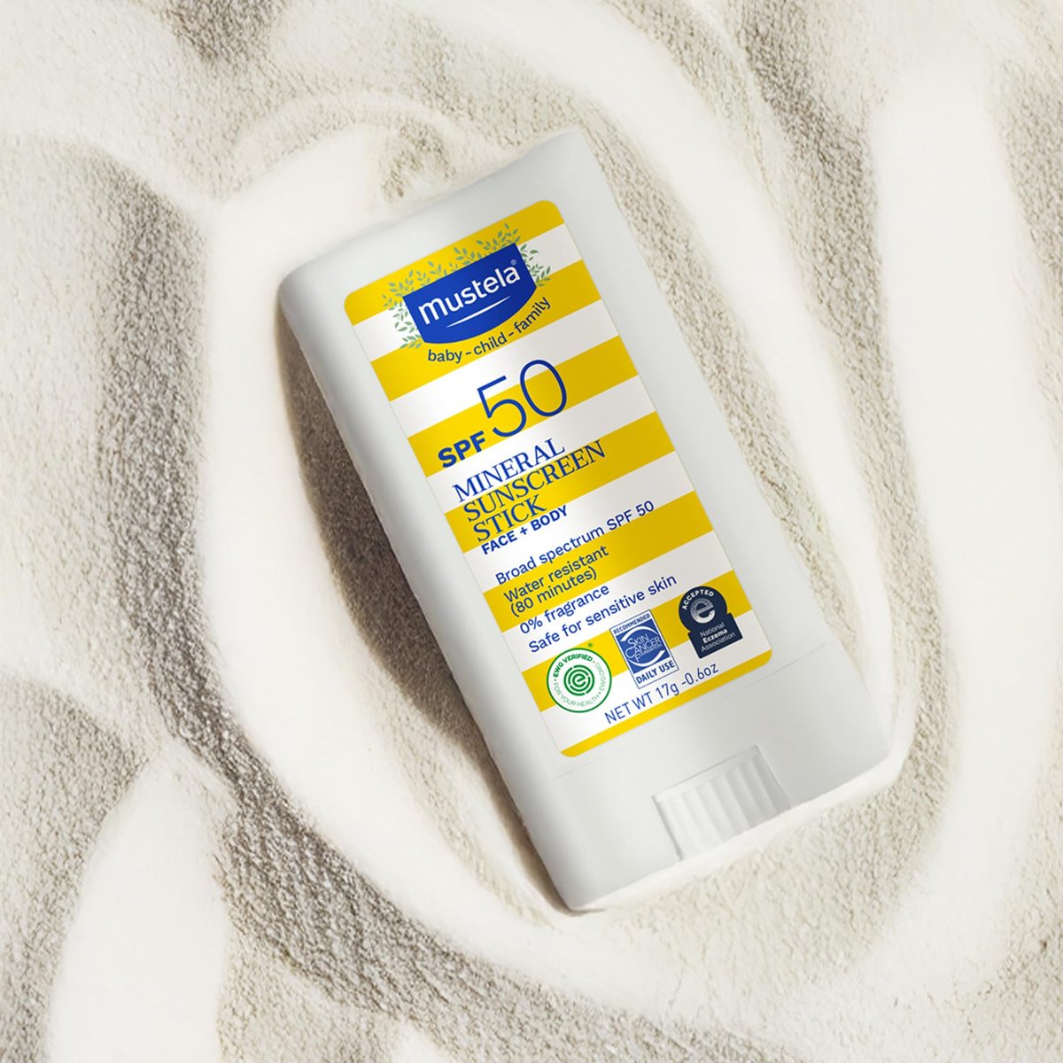 Mustela Baby Mineral Sunscreen Stick SPF 50 – Broad Spectrum, Fragrance-Free, Water Resistant – 0.6 oz Avelisse