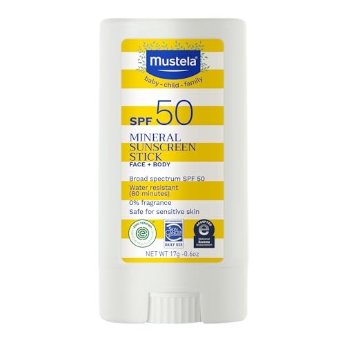 Mustela Baby Mineral Sunscreen Stick SPF 50 – Broad Spectrum, Fragrance-Free, Water Resistant – 0.6 oz Avelisse