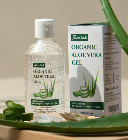Raslok Aloe Vera Gel | 99% Pure Natural Aloe Gel for Face, Skin & Hair Care - Moisturizing, Hydrating, Soothing, Non-Sticky (7.7 oz)