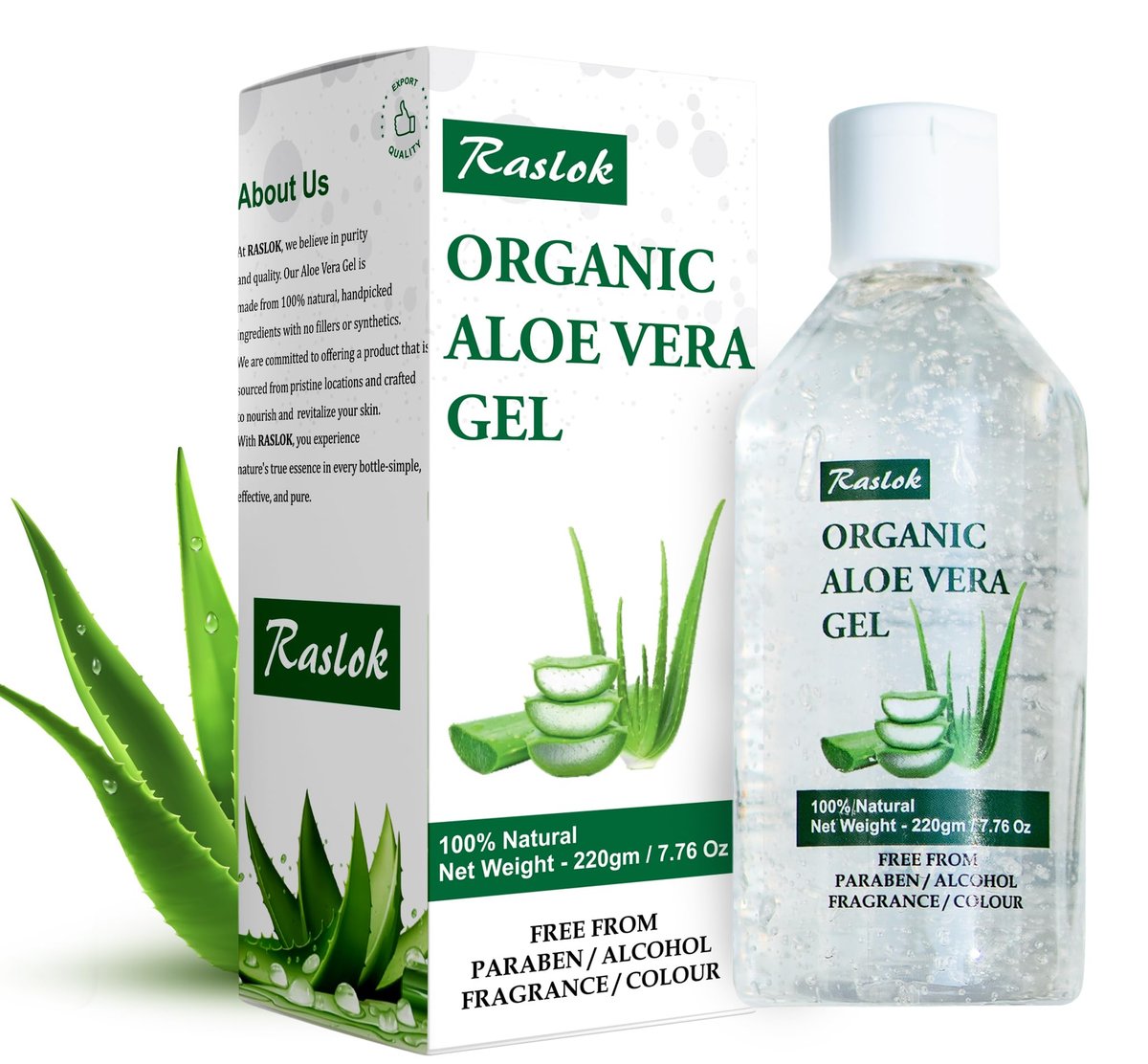 Raslok Aloe Vera Gel | 99% Pure Natural Aloe Gel for Face, Skin & Hair Care - Moisturizing, Hydrating, Soothing, Non-Sticky (7.7 oz) - görsel 1