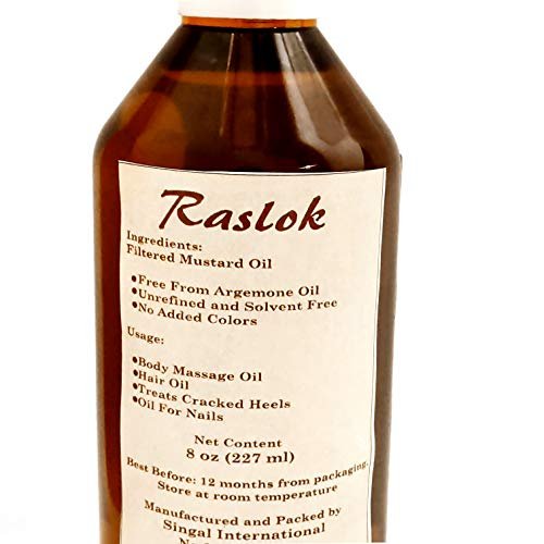 Raslok Mustard Oil - Cold Pressed, Unrefined, 100% Pure Natural Mustard Seed Oil for Hair Nourishment, Skin & Massage (8 fl oz) - görsel 4