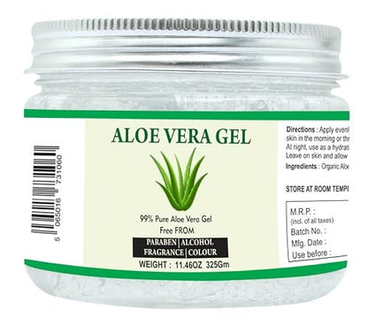Raslok 99% Pure Aloe Vera Gel for Face, Skin, and Hair - 11.46 oz, Non-Sticky Moisturizer