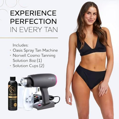 Norvell Oasis Spray Tan Machine Kit with Cosmo Airbrush Spray Tanning Solution – Professional Sunless Tanning System Avelisse