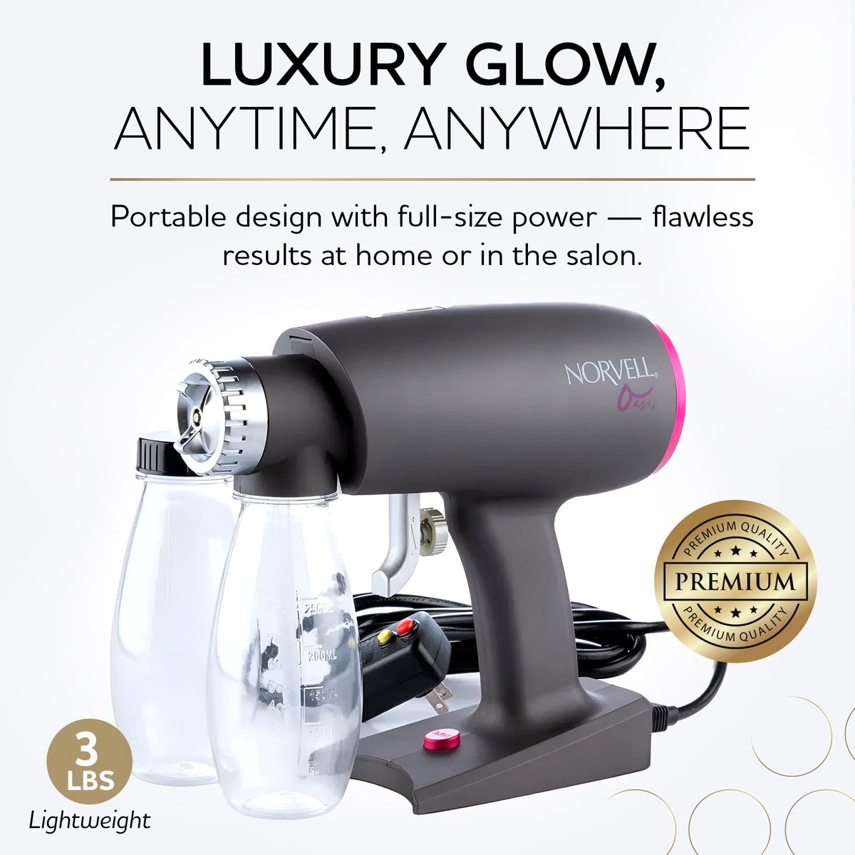 Norvell Oasis Spray Tan Machine Kit with Cosmo Airbrush Spray Tanning Solution – Professional Sunless Tanning System Avelisse