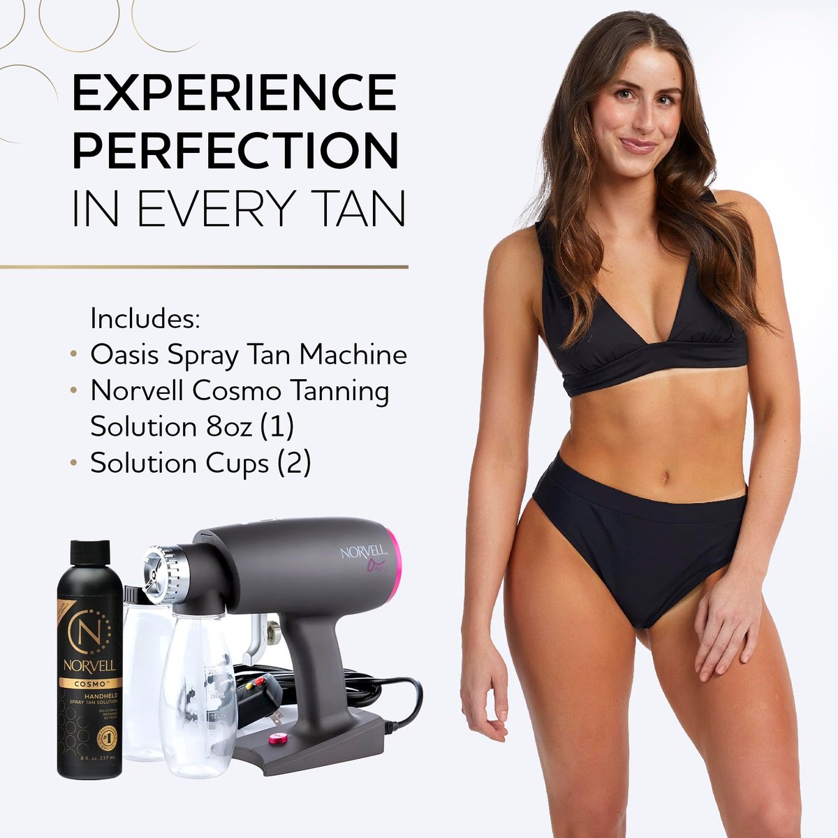 Norvell Oasis Spray Tan Machine Kit with Cosmo Airbrush Spray Tanning Solution – Professional Sunless Tanning System Avelisse