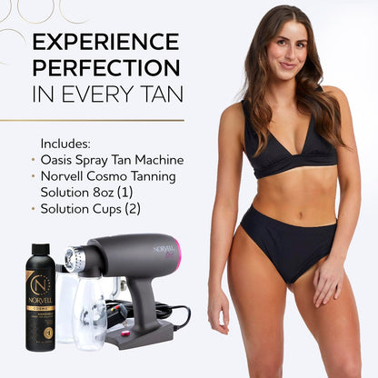 Norvell Oasis Spray Tan Machine Kit with Cosmo Airbrush Spray Tanning Solution – Professional Sunless Tanning System Avelisse