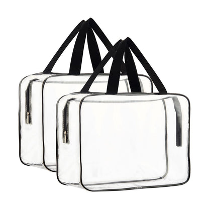 HAOGUAGUA 2-Piece Large Clear Makeup Cosmetic Organizer Bag - Waterproof Transparent Plastic Tote for Travel & Storage