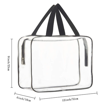 HAOGUAGUA 2-Piece Large Clear Makeup Cosmetic Organizer Bag - Waterproof Transparent Plastic Tote for Travel & Storage