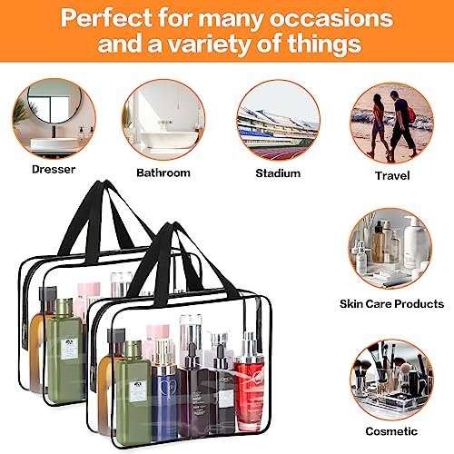 HAOGUAGUA 2-Piece Large Clear Makeup Cosmetic Organizer Bag - Waterproof Transparent Plastic Tote for Travel & Storage - görsel 10
