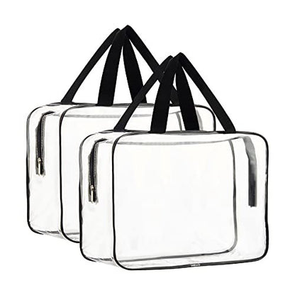 HAOGUAGUA 2-Piece Large Clear Makeup Cosmetic Organizer Bag - Waterproof Transparent Plastic Tote for Travel & Storage