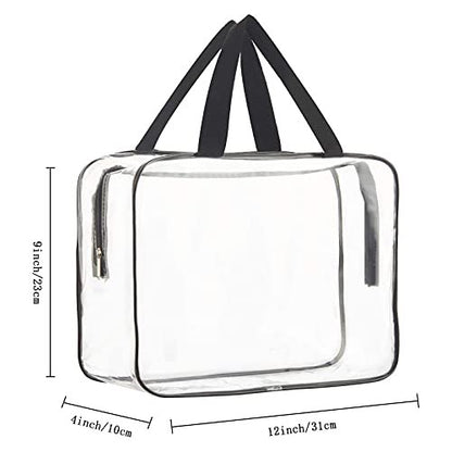 HAOGUAGUA 2-Piece Large Clear Makeup Cosmetic Organizer Bag - Waterproof Transparent Plastic Tote for Travel & Storage