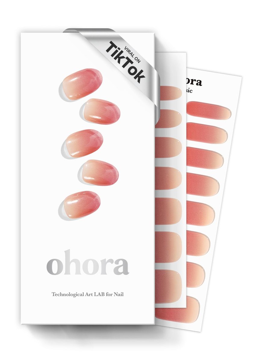 Ohora Semi Cured Gel Nail Strips - N Basic Nails No.1 Red Ombre, Long Lasting Salon Quality Nail Art, Easy Apply & Remove with UV/LED Lamp Avelisse