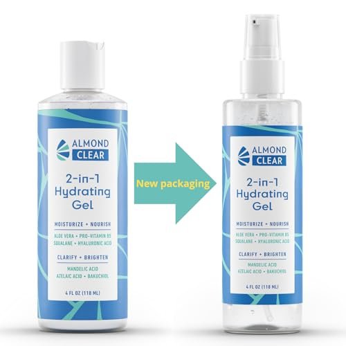 Almond Clear 2-in-1 Hydrating Gel | Lightweight Mandelic Acid Moisturizer for Oily, Blemish-Prone Skin | Aloe Vera, Squalane, Hyaluronic Acid, Bakuchiol | 4 oz Avelisse