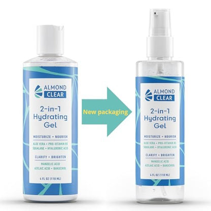 Almond Clear 2-in-1 Hydrating Gel | Lightweight Mandelic Acid Moisturizer for Oily, Blemish-Prone Skin | Aloe Vera, Squalane, Hyaluronic Acid, Bakuchiol | 4 oz Avelisse