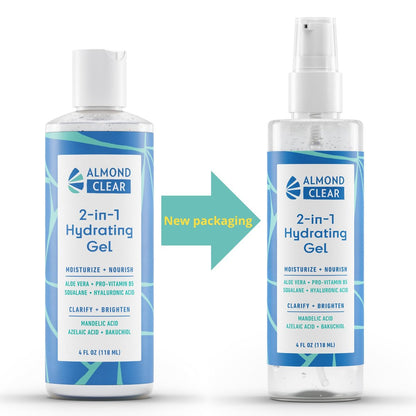 Almond Clear 2-in-1 Hydrating Gel | Lightweight Mandelic Acid Moisturizer for Oily, Blemish-Prone Skin | Aloe Vera, Squalane, Hyaluronic Acid, Bakuchiol | 4 oz Avelisse