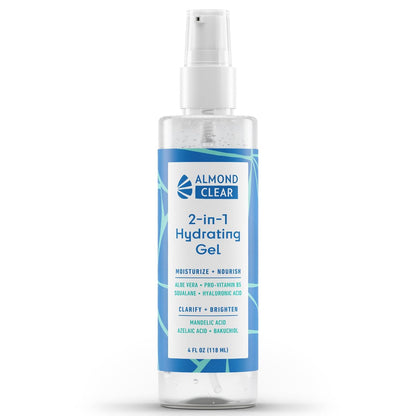 Almond Clear 2-in-1 Hydrating Gel | Lightweight Mandelic Acid Moisturizer for Oily, Blemish-Prone Skin | Aloe Vera, Squalane, Hyaluronic Acid, Bakuchiol | 4 oz Avelisse