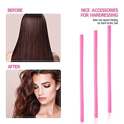 30-Pack 9.45-Inch Flexi Rods Curlers Set for Short and Long Hair - No Heat Foam Rollers with Steel Comb - Buytta