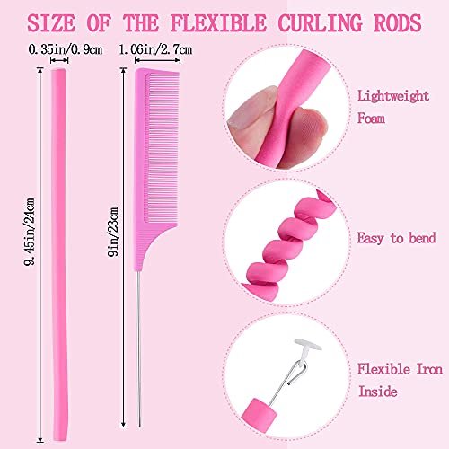30-Pack 9.45-Inch Flexi Rods Curlers Set for Short and Long Hair - No Heat Foam Rollers with Steel Comb - Buytta - görsel 14