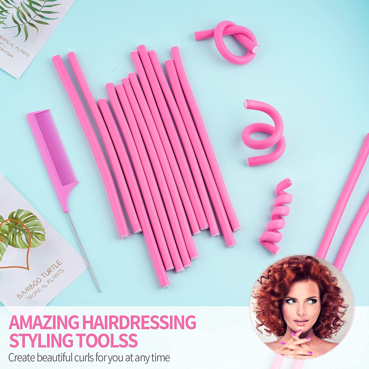 30-Pack 9.45-Inch Flexi Rods Curlers Set for Short and Long Hair - No Heat Foam Rollers with Steel Comb - Buytta - görsel 15
