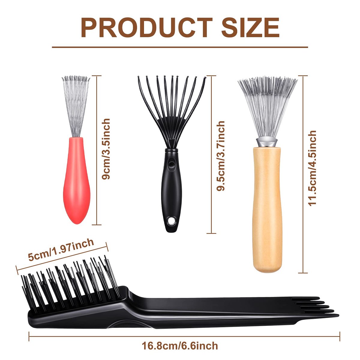 5-Piece Comb Cleaner Set for Hairbrushes - Rake, Brush & Tool for Removing Hair and Dust - Home and Salon Use - görsel 3