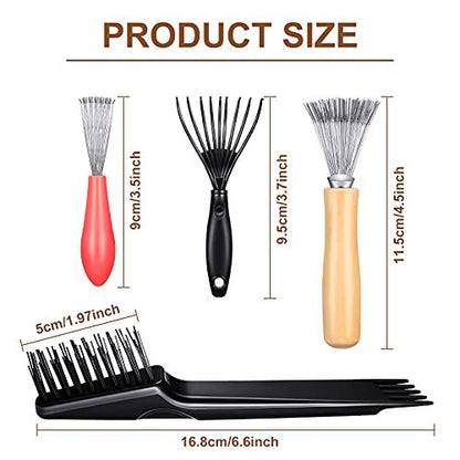 5-Piece Comb Cleaner Set for Hairbrushes - Rake, Brush & Tool for Removing Hair and Dust - Home and Salon Use