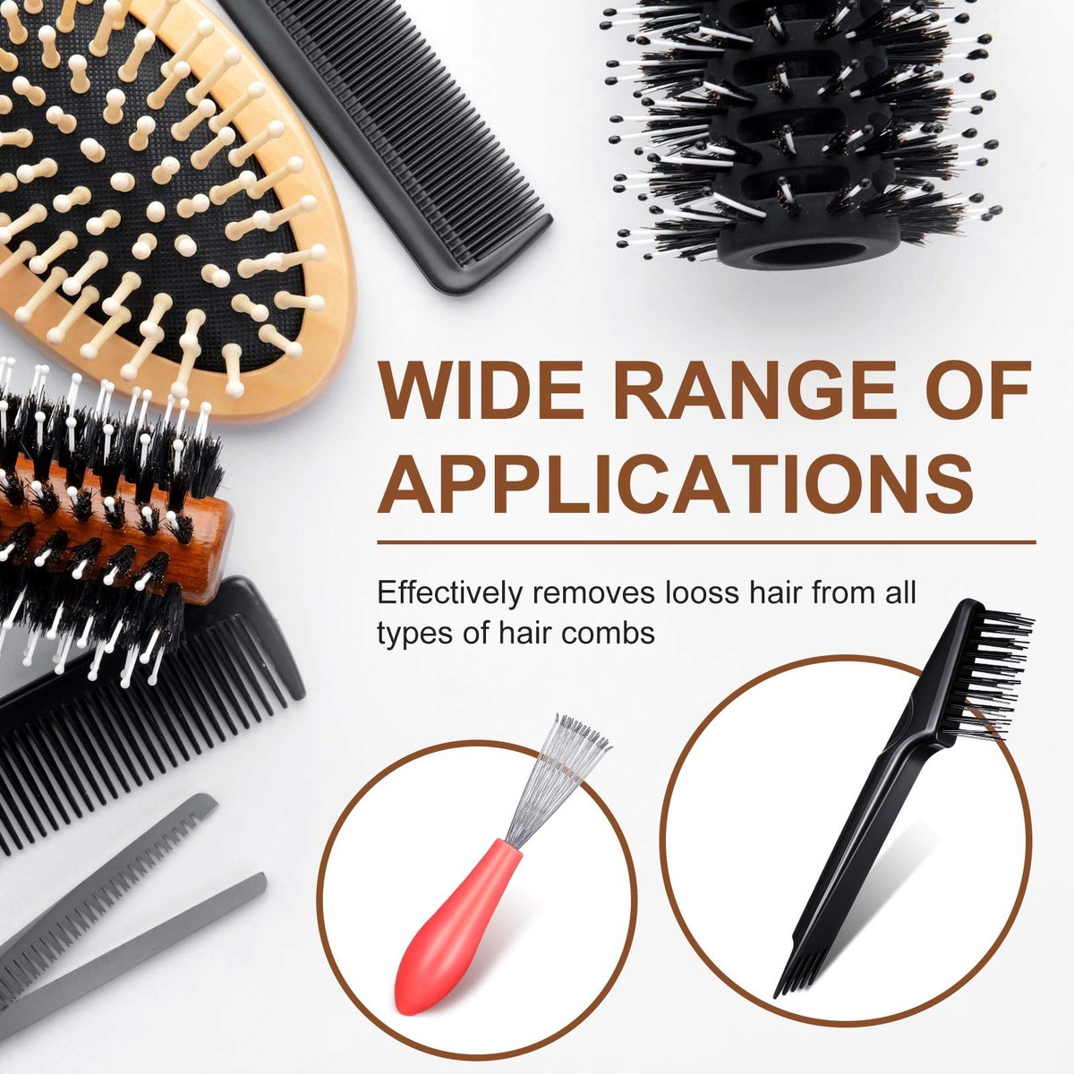 5-Piece Comb Cleaner Set for Hairbrushes - Rake, Brush & Tool for Removing Hair and Dust - Home and Salon Use - görsel 5