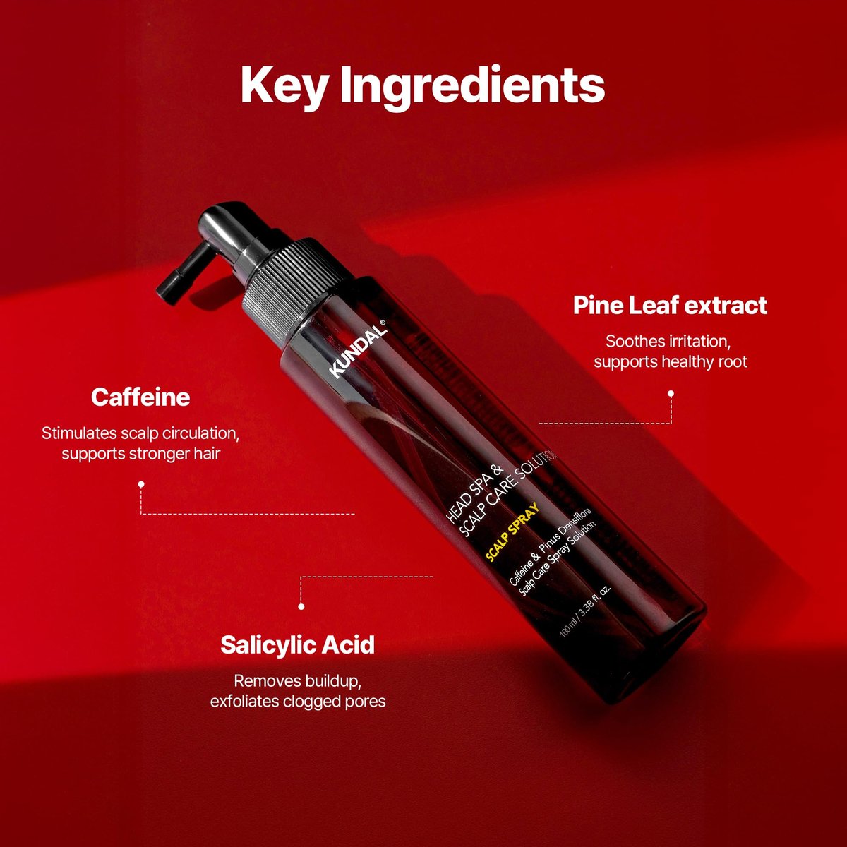 Kundal Caffeine Hair Loss Scalp Tonic - Soothes Scalp, Stimulates Hair Follicles with Vitamin B3, Tea Tree & Peppermint Oil, Korean Hair Care, 3.38 Fl Oz Avelisse