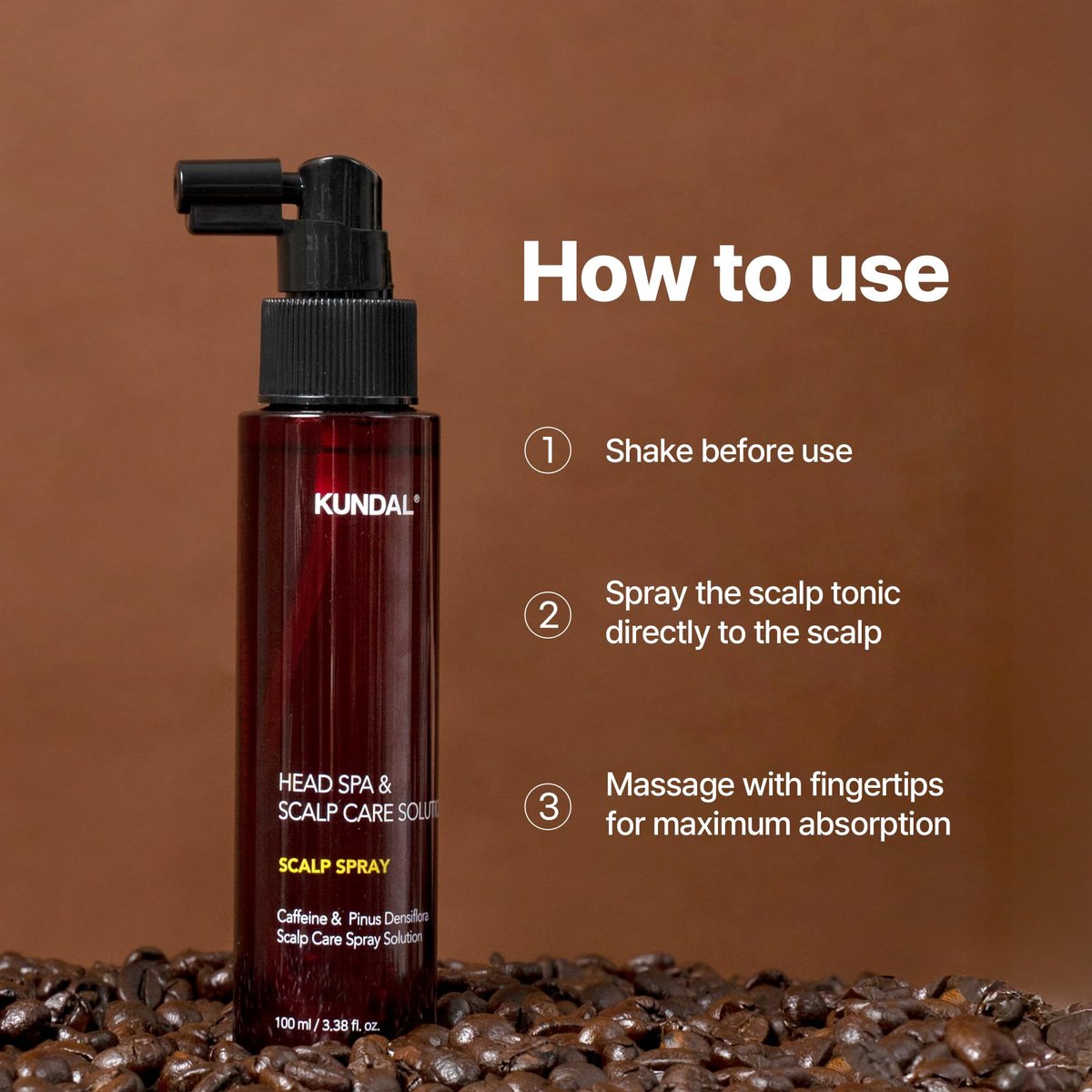 Kundal Caffeine Hair Loss Scalp Tonic - Soothes Scalp, Stimulates Hair Follicles with Vitamin B3, Tea Tree & Peppermint Oil, Korean Hair Care, 3.38 Fl Oz Avelisse