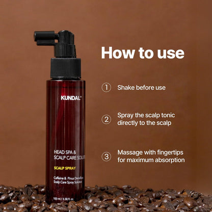 Kundal Caffeine Hair Loss Scalp Tonic - Soothes Scalp, Stimulates Hair Follicles with Vitamin B3, Tea Tree & Peppermint Oil, Korean Hair Care, 3.38 Fl Oz Avelisse