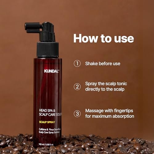 Kundal Caffeine Hair Loss Scalp Tonic - Soothes Scalp, Stimulates Hair Follicles with Vitamin B3, Tea Tree & Peppermint Oil, Korean Hair Care, 3.38 Fl Oz Avelisse