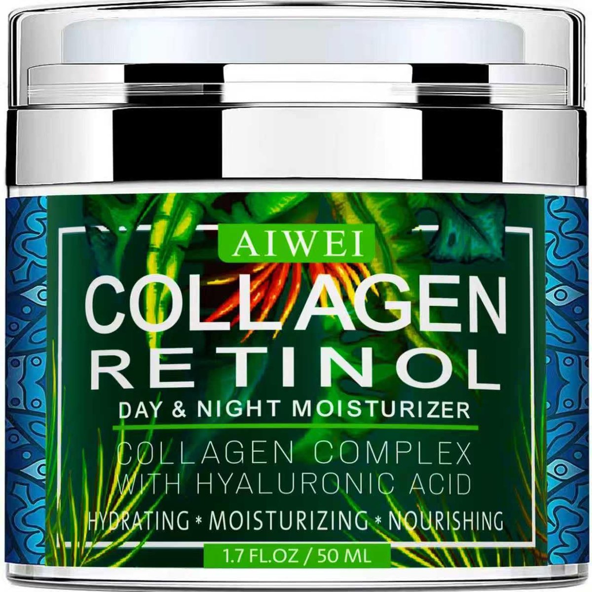 AIWEI Face Moisturizer Collagen Cream - Hydrating Day & Night Cream with Retinol and Hyaluronic Acid for Men & Women - 1.7 oz - görsel 1