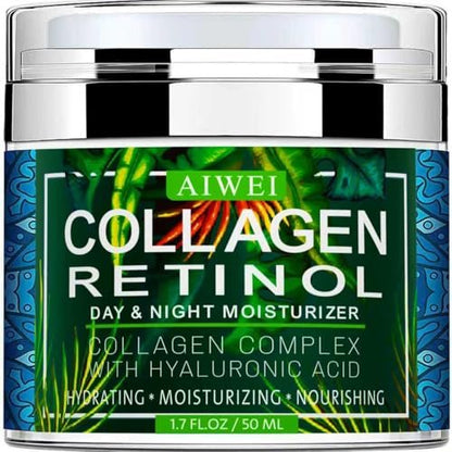 AIWEI Face Moisturizer Collagen Cream - Hydrating Day & Night Cream with Retinol and Hyaluronic Acid for Men & Women - 1.7 oz