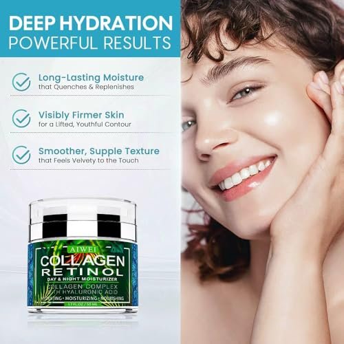 AIWEI Face Moisturizer Collagen Cream - Hydrating Day & Night Cream with Retinol and Hyaluronic Acid for Men & Women - 1.7 oz - görsel 12