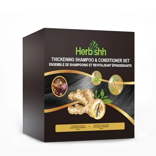 Herbishh Ginger Extract Thickening Shampoo and Conditioner Set – Sulfate & Paraben Free Hair Care for All Hair Types Avelisse