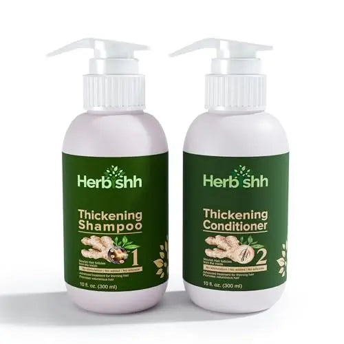 Herbishh Ginger Extract Thickening Shampoo and Conditioner Set – Sulfate & Paraben Free Hair Care for All Hair Types Avelisse