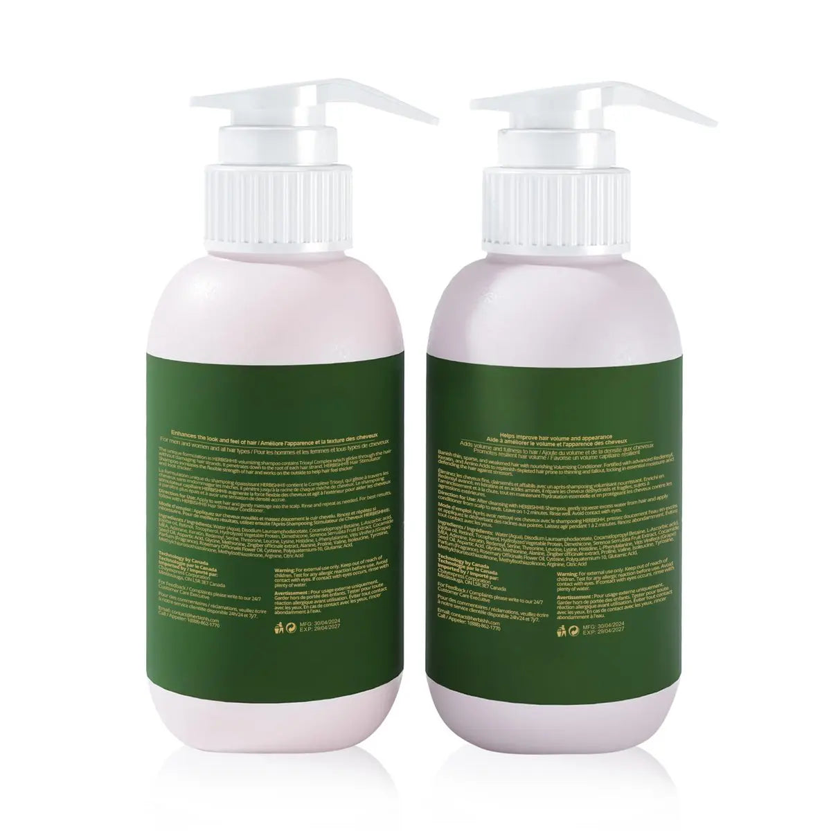 Herbishh Ginger Extract Thickening Shampoo and Conditioner Set – Sulfate & Paraben Free Hair Care for All Hair Types Avelisse