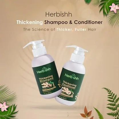 Herbishh Ginger Extract Thickening Shampoo and Conditioner Set – Sulfate & Paraben Free Hair Care for All Hair Types Avelisse