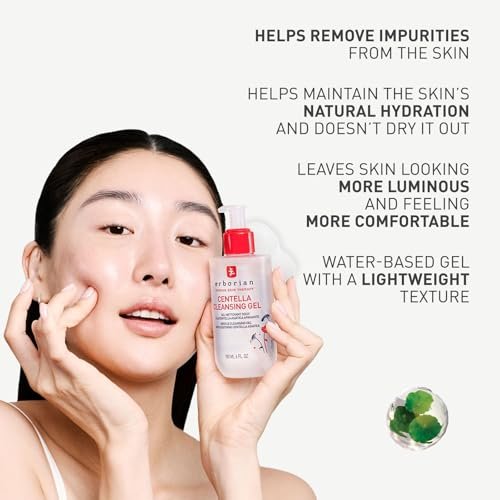 Erborian Centella Cleansing Gel Soothing Face Wash – Calm, Clear Pores, Hydrate & Balance Skin, Non-Stripping Korean Skincare Avelisse