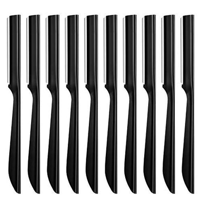 Miss Gorgeous Eyebrow Razor Shaper for Men and Women - Precision Grooming Shavers, 10 Count (Black)