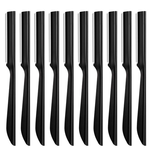 Miss Gorgeous Eyebrow Razor Shaper for Men and Women - Precision Grooming Shavers, 10 Count (Black)