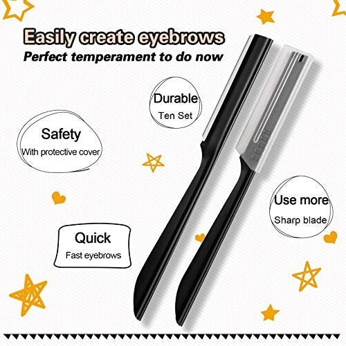 Miss Gorgeous Eyebrow Razor Shaper for Men and Women - Precision Grooming Shavers, 10 Count (Black) - görsel 10