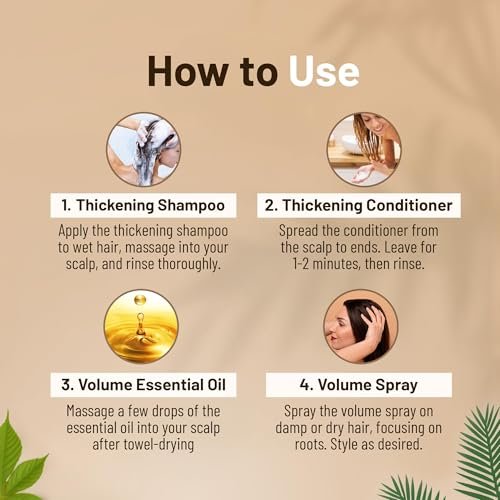 Herbishh Thickening Shampoo and Conditioner Set with Hair Vitalizer & Growth Essence Oil - 4-in-1 Hair Care System for Thinning Hair, Prevents Hair Loss, Supports Healthy Growth - görsel 8