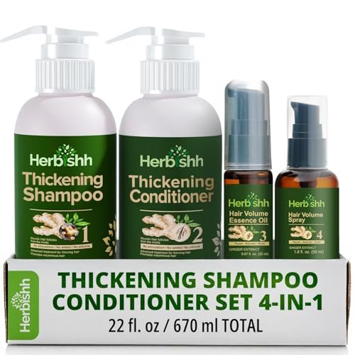 Herbishh Thickening Shampoo and Conditioner Set with Hair Vitalizer & Growth Essence Oil - 4-in-1 Hair Care System for Thinning Hair, Prevents Hair Loss, Supports Healthy Growth - görsel 2