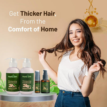 Herbishh Thickening Shampoo and Conditioner Set with Hair Vitalizer & Growth Essence Oil - 4-in-1 Hair Care System for Thinning Hair, Prevents Hair Loss, Supports Healthy Growth