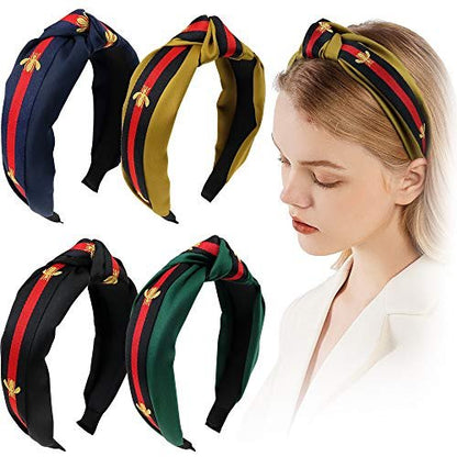 NODG 4 Pack Knotted Headbands Turban for Women - Boho Style Hair Knot Gift Set