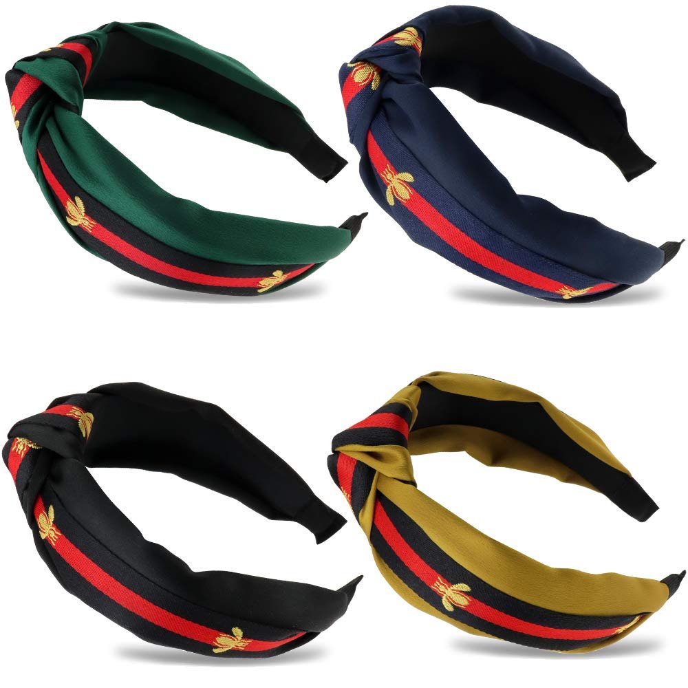 NODG 4 Pack Knotted Headbands Turban for Women - Boho Style Hair Knot Gift Set - görsel 1