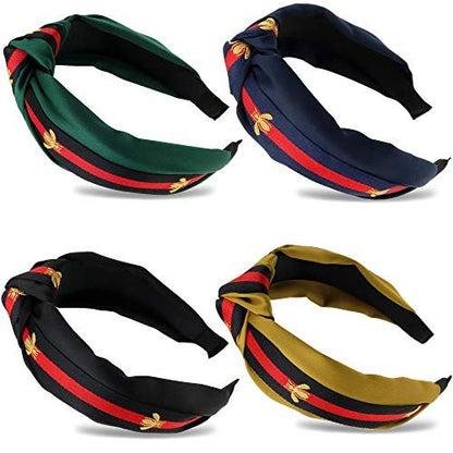 NODG 4 Pack Knotted Headbands Turban for Women - Boho Style Hair Knot Gift Set