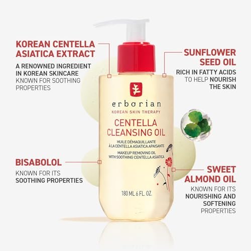 Erborian Cleansing Oil - Gentle Makeup Remover with Centella Asiatica for Soothing & Hydrating, Korean Skincare, 1 Fl Oz Avelisse